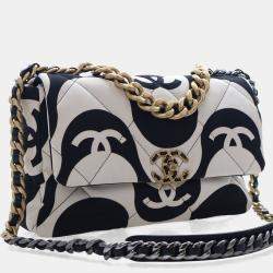 مملوكة مسبقًا Chanel Large Black/White Canvas 19 Flap Bag