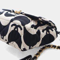 مملوكة مسبقًا Chanel Large Black/White Canvas 19 Flap Bag
