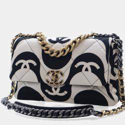 مملوكة مسبقًا Chanel Large Black/White Canvas 19 Flap Bag