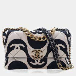 مملوكة مسبقًا Chanel Large Black/White Canvas 19 Flap Bag