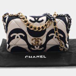 مملوكة مسبقًا Chanel Large Black/White Canvas 19 Flap Bag