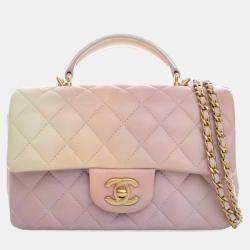 مملوكة مسبقًا Chanel Mini Lambskin Rectangular Top Handle Classic Flap Bag