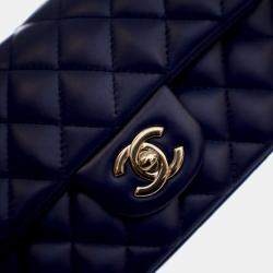 Pre Owned Chanel Mini Lambskin Rectangular Top Handle Classic Flap Bag