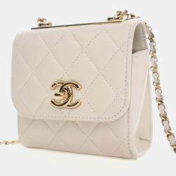 Pre Owned حقيبة كلتش شانيل ميني جلد حمل طري CC العصرية