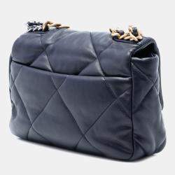 Pre Owned Chanel Blue Medium Lambskin 19 Flap
