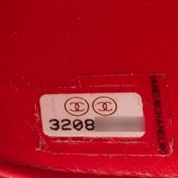 Pre Owned Chanel Vanity Case Mini Red Caviar Quilted Leather Chain Bag