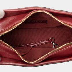 Pre Owned Chanel Black Red Small Knit and Calfskin Owl Print Gabrielle Hobo