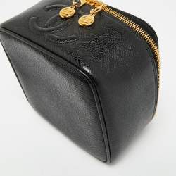 Pre Owned Chanel CC Timeless Black Caviar Leather Vanity Case