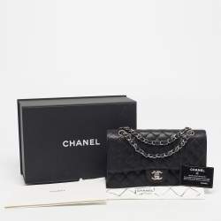 مملوكة مسبقًا Chanel Classic Double Flap Medium Black Quilted Caviar Leather Shoulder Bag