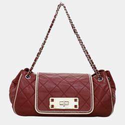 مملوكة مسبقًا حقيبة شانيال قلاب أكورديون شرق غرب مبطنة جلد خروف