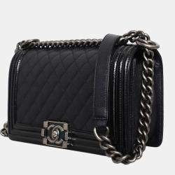 مملوكة مسبقًا حقيبة شانيال جلد العجل وبراءات الاختراع جلد قديمة وسط بوي