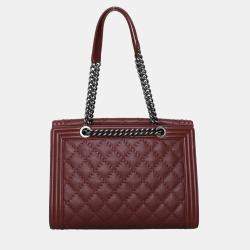 مملوكة مسبقًا حقيبة شانيل توت فلاب بوي جلد مبطن