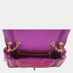 Pre Owned Chanel Small Pink Leather Puffy Flap Bag GHW