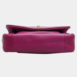 Pre Owned Chanel Small Pink Leather Puffy Flap Bag GHW