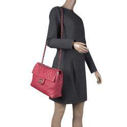 Pre Owned Chanel Red Quilted Leather Maxi Jumbo XL Classic Flap Bag