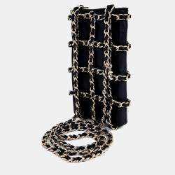 مملوكة مسبقًا Chanel Black Leather Chain Phone Holder and Crossbody Bag