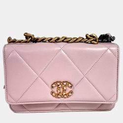 Pre Owned Chanel Pink Leather 19 WOC Mini Crossbody Bag