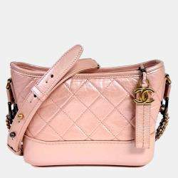Pre Owned Chanel Pink Leather Gabrielle Hobo Bag Small