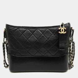 Pre Owned Chanel Black Leather Gabrielle Hobo Bag New Medium