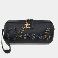 Pre Owned Chanel Black Leather Chain Bowling Bag