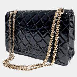 Pre Owned حقيبة شانيل جلد لامع أسود قديمة 2.55