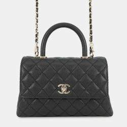 مملوكة مسبقًا Chanel Matelasse Coco Handle 2Wayhandbag Black Caviar Leather Size XS