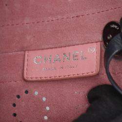 Pre Owned Chanel Punching Logo Coco Mark Shoulder Bag Leather Navy