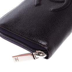 مملوكة مسبقًا محفظة شانيل سحاب ملتف مجمعة L تايملس جلد بنفسجية