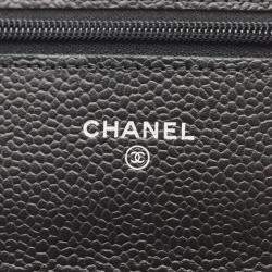 Pre Owned Chanel Classic Wallet on Chain Black Caviar Grained Calfskin Leather Crossbody Bag