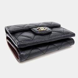 Pre Owned Chanel CC Black Caviar Wallet GHW