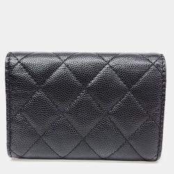 Pre Owned Chanel CC Black Caviar Wallet GHW