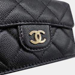 Pre Owned Chanel CC Black Caviar Wallet GHW