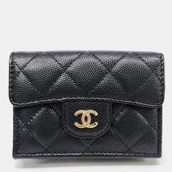 Pre Owned Chanel CC Black Caviar Wallet GHW