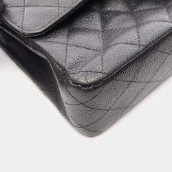 Pre Owned Chanel Classic Medium Black Caviar Leather Shoulder Bag