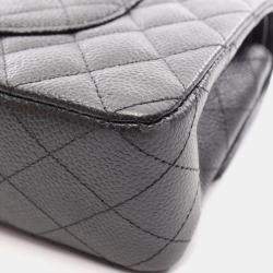 Pre Owned Chanel Classic Medium Black Caviar Leather Shoulder Bag