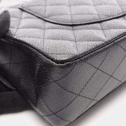 Pre Owned Chanel Classic Medium Black Caviar Leather Shoulder Bag