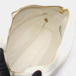 Pre Owned Chanel Vintage Quilted White Caviar Leather Coco Ball Camera Shoulder Bag
