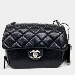 Pre Owned Chanel Black Leather chain flap bag SHW
