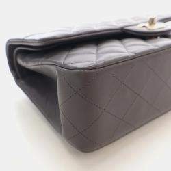 Pre Owned Chanel Classic Medium Grey Lambskin Leather Shoulder Bag