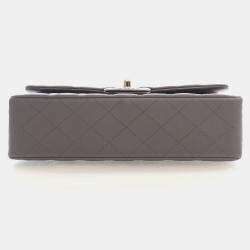 Pre Owned Chanel Classic Medium Grey Lambskin Leather Shoulder Bag