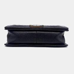Pre Owned Chanel Black Leather Boy Bag Medium