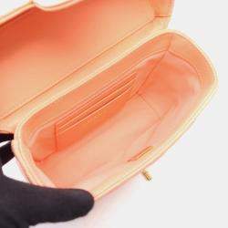 Pre Owned Chanel Small Vanity Case Pink Grained Calfskin Leather Top Handle Bag