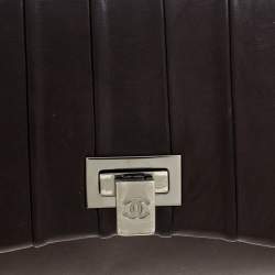 Pre Owned Chanel Dark Brown Vertical Quilted Leather Accordion Flap Bag