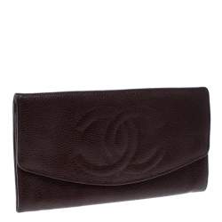 Chanel Maroon Leather CC Timeless Vintage Wallet 