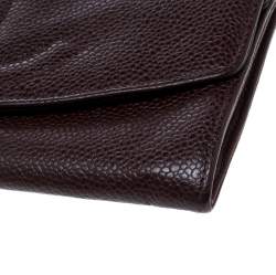 Chanel Maroon Leather CC Timeless Vintage Wallet 
