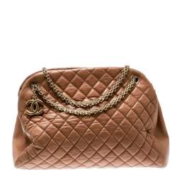 Chanel Brown Quilted Leather Large Just Mademoiselle Bowler Bag