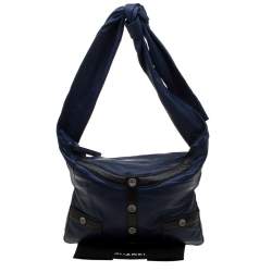 Pre Owned حقيبة كتف شانيل غيرل جلد سوداء/ زرقاء