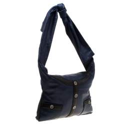 Pre Owned حقيبة كتف شانيل غيرل جلد سوداء/ زرقاء