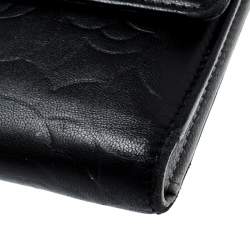 Chanel Black Camellia Embossed Leather Flap Wallet