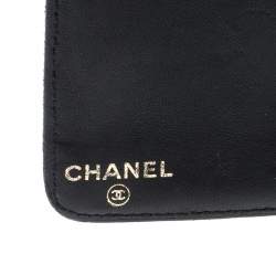 Chanel Black Quilted Charm Icon Leather CC Bifold Wallet